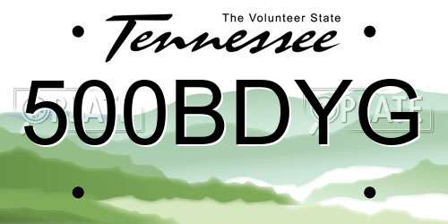 500BDYG Tennessee License Plate