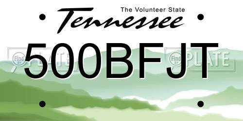 500BFJT Tennessee License Plate