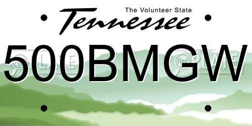 500BMGW Tennessee License Plate