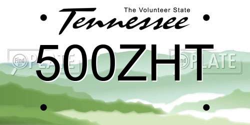 500ZHT Tennessee License Plate
