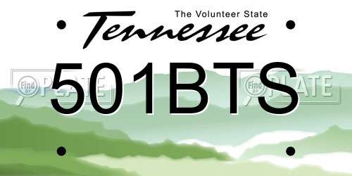 501BTS Tennessee License Plate