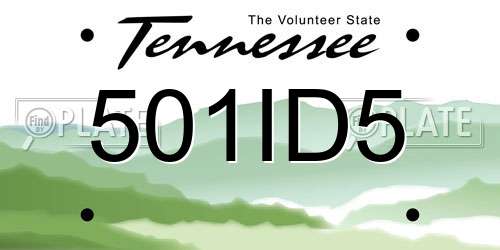 501ID5 Tennessee License Plate