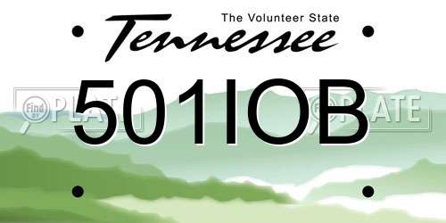 501IOB Tennessee License Plate