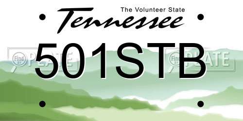501STB Tennessee License Plate