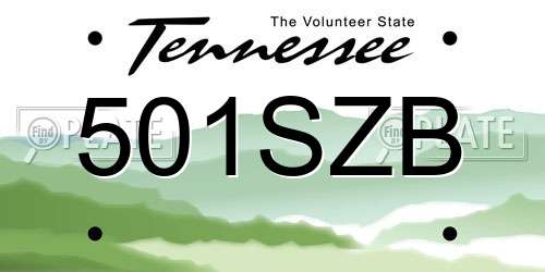 501SZB Tennessee License Plate