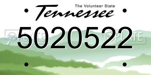 5020522 Tennessee License Plate