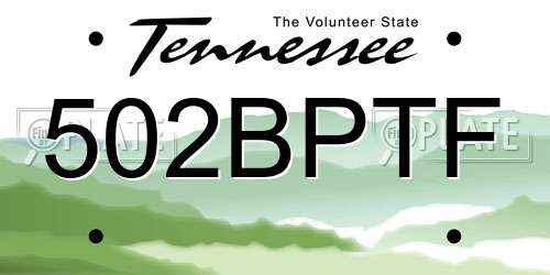 502BPTF Tennessee License Plate