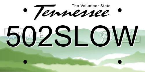 502SLOW Tennessee License Plate