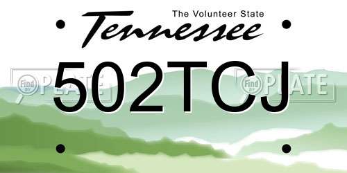 502TCJ Tennessee License Plate