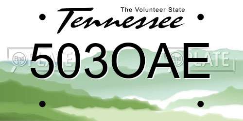 503OAE Tennessee License Plate