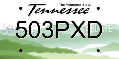503PXD Tennessee License Plate