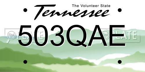 503QAE Tennessee License Plate