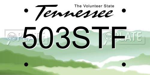 503STF Tennessee License Plate