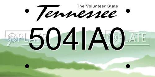 504IA0 Tennessee License Plate