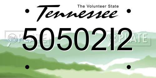 50502I2 Tennessee License Plate