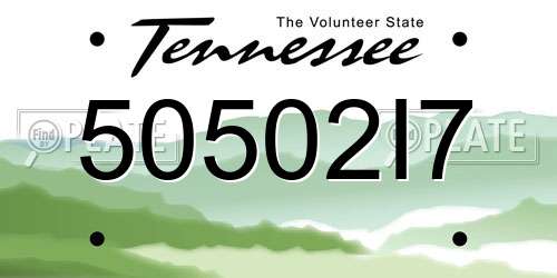 50502I7 Tennessee License Plate