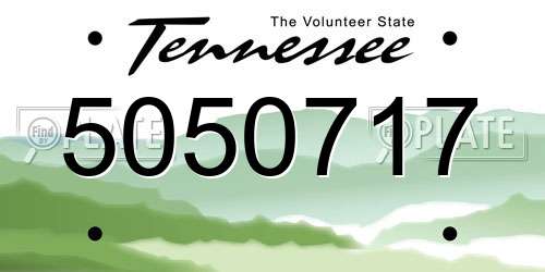 5050717 Tennessee License Plate