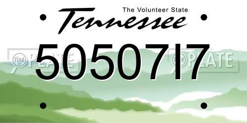 50507I7 Tennessee License Plate