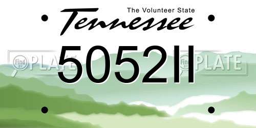 5052II Tennessee License Plate