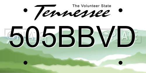 505BBVD Tennessee License Plate