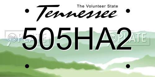 505HA2 Tennessee License Plate