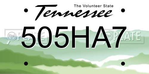 505HA7 Tennessee License Plate