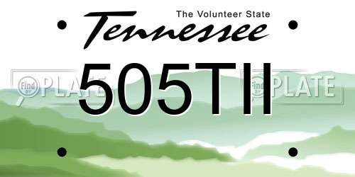 505TII Tennessee License Plate