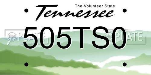 505TS0 Tennessee License Plate