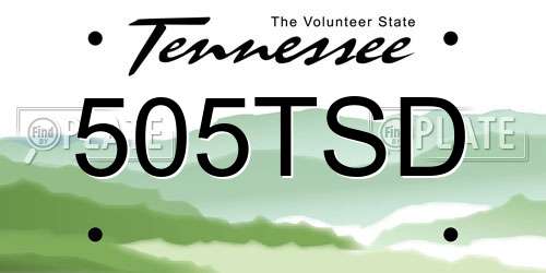 505TSD Tennessee License Plate
