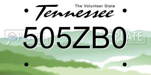505ZB0 Tennessee License Plate