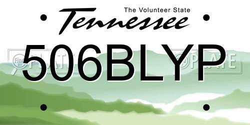 506BLYP Tennessee License Plate