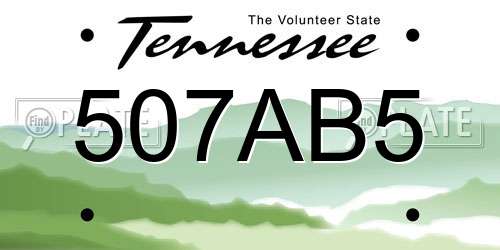 507AB5 Tennessee License Plate