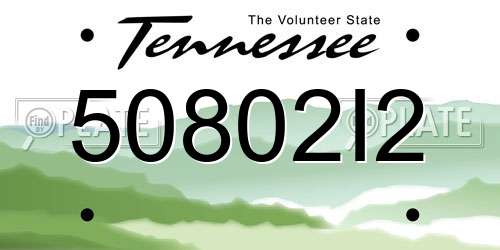 50802I2 Tennessee License Plate