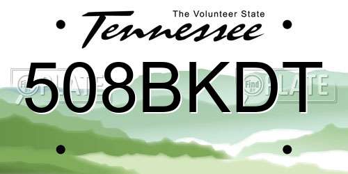 508BKDT Tennessee License Plate