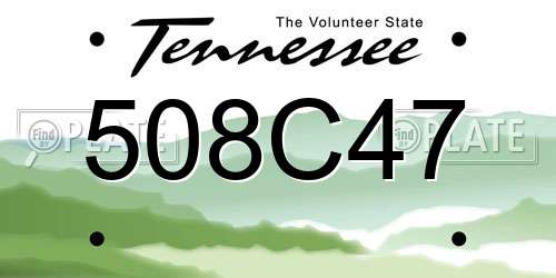 508C47 Tennessee License Plate