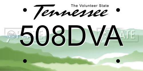 508DVA Tennessee License Plate