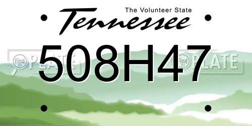 508H47 Tennessee License Plate