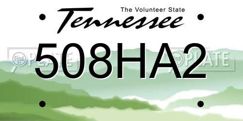 508HA2 Tennessee License Plate
