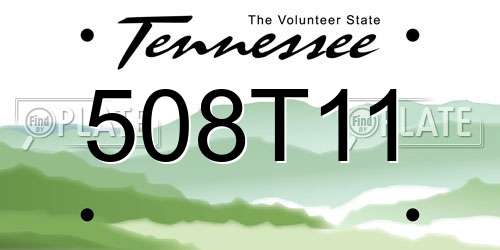 508T11 Tennessee License Plate