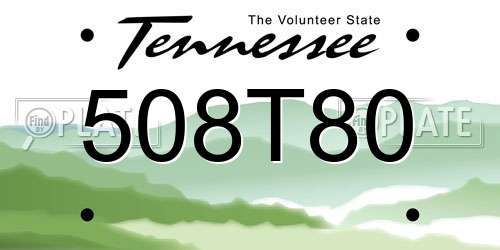 508T80 Tennessee License Plate
