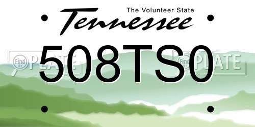 508TS0 Tennessee License Plate