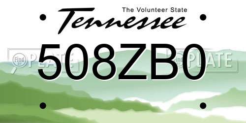 508ZB0 Tennessee License Plate