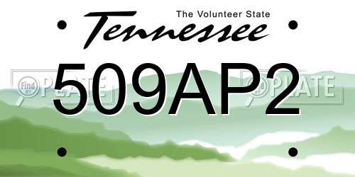 509AP2 Tennessee License Plate