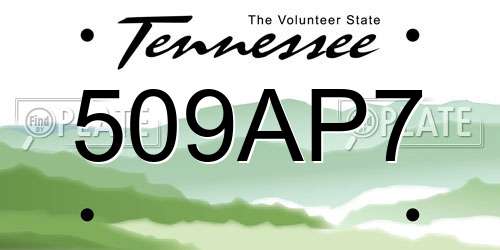 509AP7 Tennessee License Plate