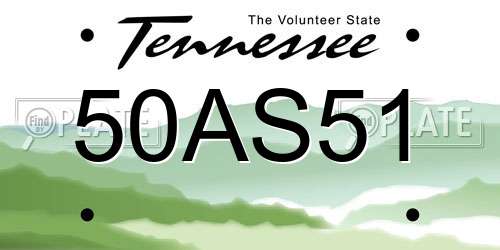 50AS51 Tennessee License Plate