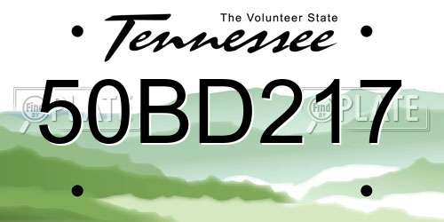 50BD217 Tennessee License Plate