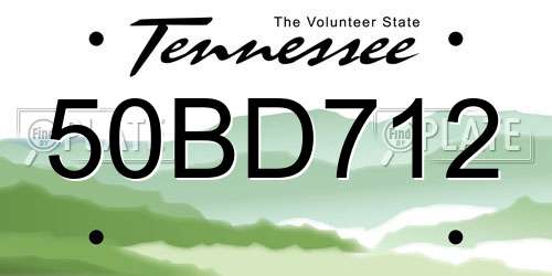 50BD712 Tennessee License Plate