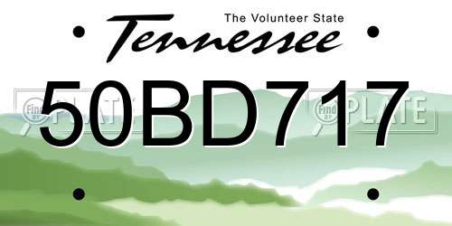 50BD717 Tennessee License Plate