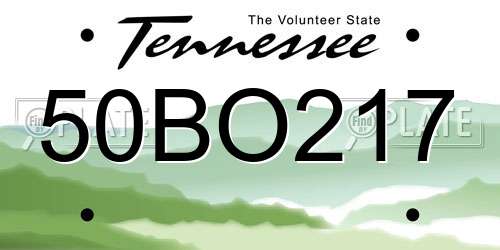 50BO217 Tennessee License Plate