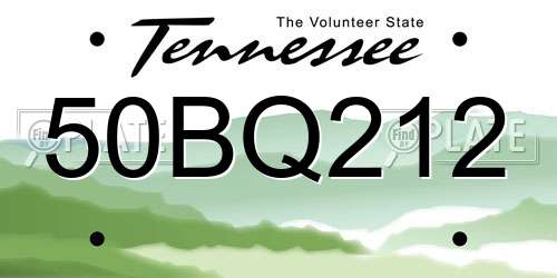 50BQ212 Tennessee License Plate
